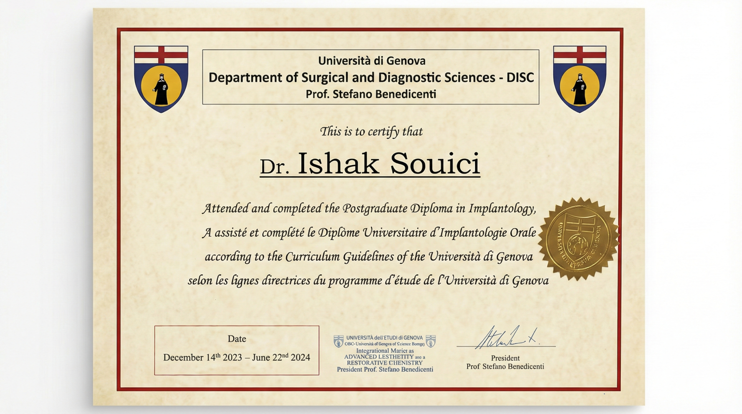 Diplôme — Université de Gênes